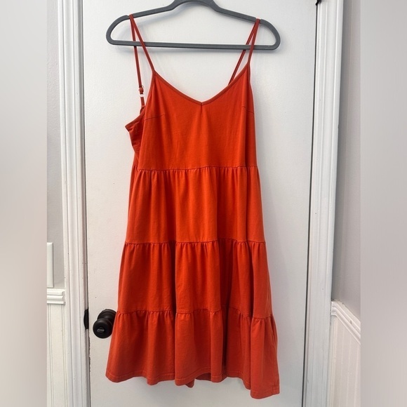 ZJCT ORANGE OMBRÉ MINI DRESS WITH POCKETS COTTON BLEND. SIZE M - Picture 2 of 12